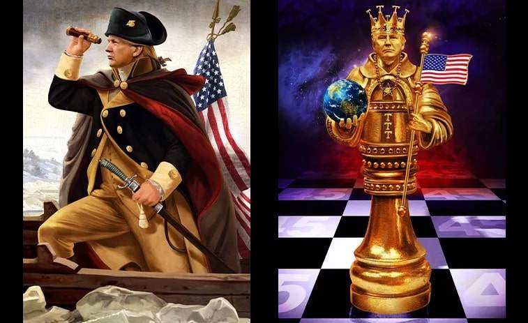 Trump Launches and Sells Out Second NFT Series Depicting Himself as George Washington, King of Hearts